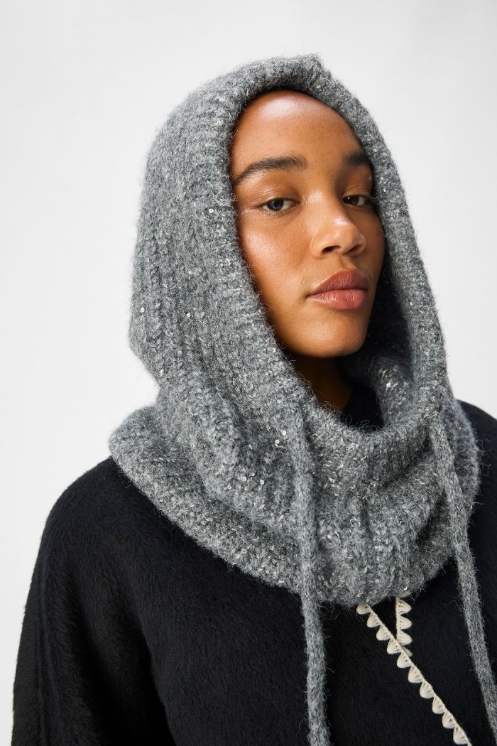 Sampak - Balaclava knit Sequins, Black & Medium grey